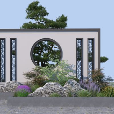 新中式景墙3D模型