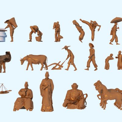 中式铜人雕塑小品