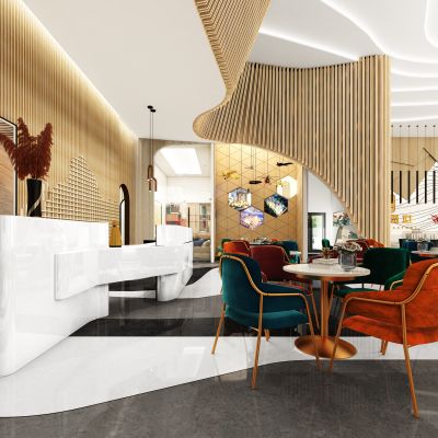 现代销售大厅沙盘区，销售中心，营销中心，沙盘区，洽谈区，展区