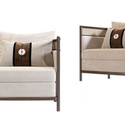 新中式单人沙发