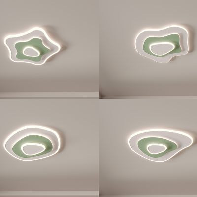 卧室灯 简约 现代创意 奶油风 绿色新款极简儿童房吸顶灯3d模型组合