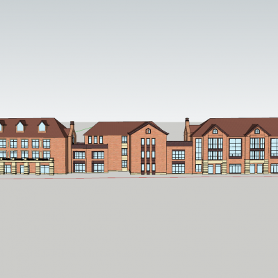 美式建筑，欧式建筑，单体建筑，特色建筑，景观配景建筑