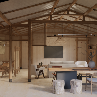 侘寂风民宿会客厅 餐厅 休闲区