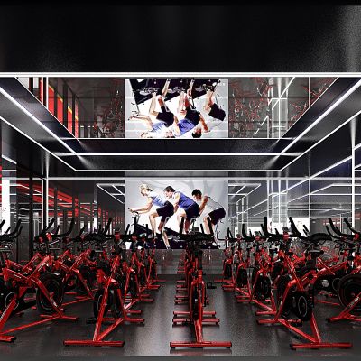 健身房，健身俱乐部，健身房接待台，工业风健身房
