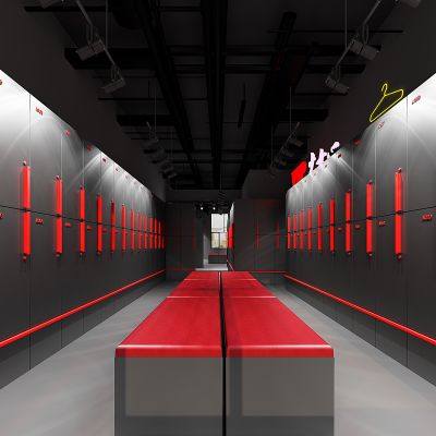 健身房，健身俱乐部，健身房更衣室，工业风健身房