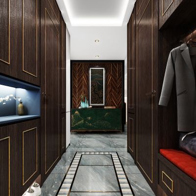 新中式玄关 新中式卧饰品 摆件 绿植