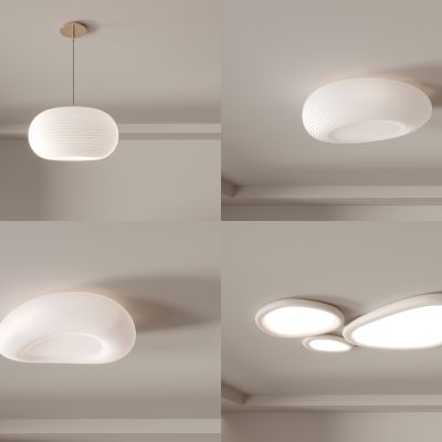 奶油风 客厅卧室吸顶灯 简约现代 大气 创意大厅 主灯3d模型组合