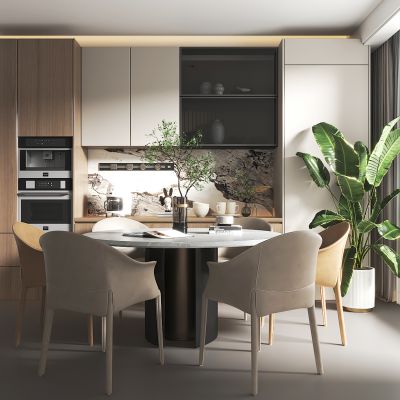 现代圆形餐桌椅