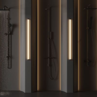 现代黑色不锈钢淋浴花洒