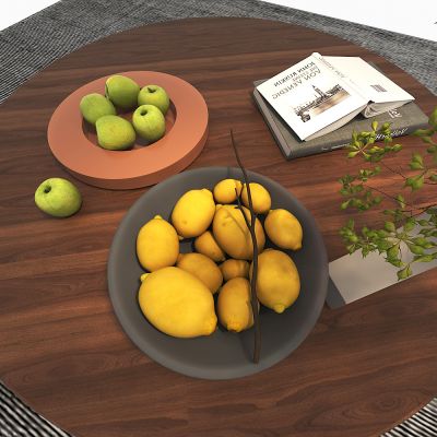 果盘 柠檬 青苹果