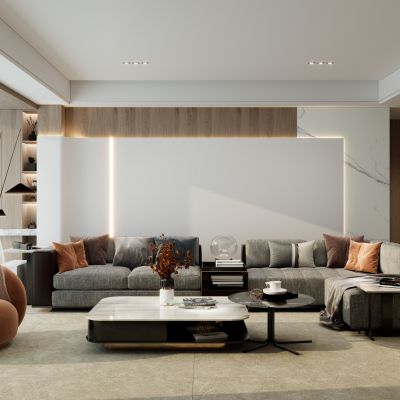 现代简约风客厅沙发墙