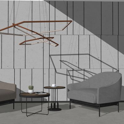 高级灰沙发椅金属吊灯组合