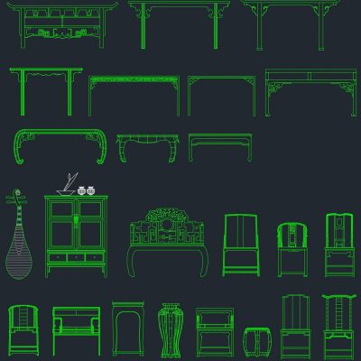 明清家具图cad素材