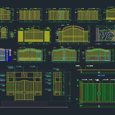 铁艺大门节点详图大样cad素材