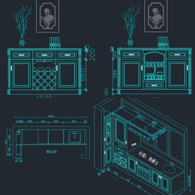 55酒柜书柜卫浴衣鞋柜装饰柜cad素材