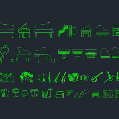 乐器图设计cad素材