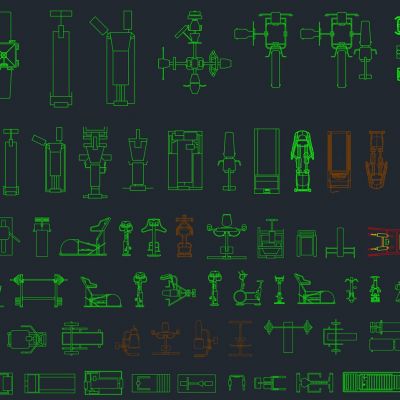 健身器材装修设计cad素材