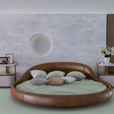 现代皮革圆床