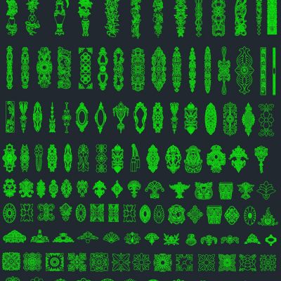 花纹雕刻角花洋花贴花cad素材