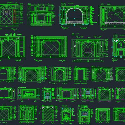 大理石电视墙背景墙cad素材