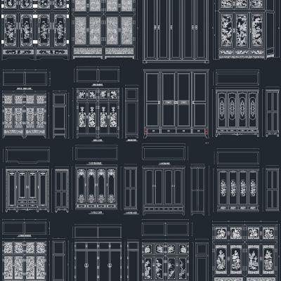 中式古典衣柜图cad素材