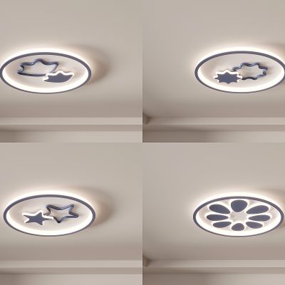 现代极简吸顶灯 卧室灯 客厅灯 儿童灯 北欧 简约超薄 3d模型组合