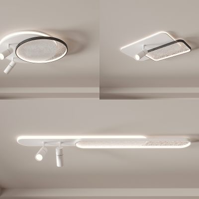 现代简约吸顶灯 几何造型 玻璃花纹 客厅灯 卧室灯 过道灯模型组合