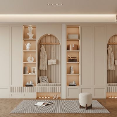 法式奶油风鞋柜 换鞋凳 鞋子