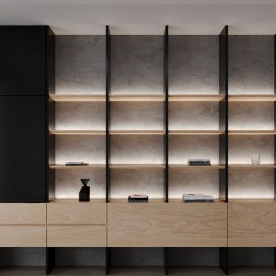 现代书架，摆件组合