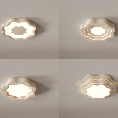 现代吸顶灯 北欧简约 奶油风 客厅灯 卧室灯 儿童房灯3d模型组合