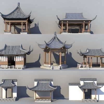 中式亭台楼阁组合
