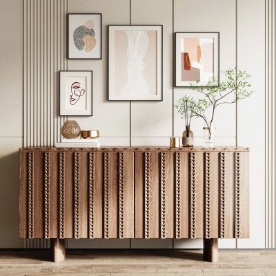 现代原木玄关柜