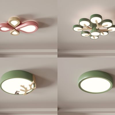 法式田园 绿色 卧室灯 客厅灯 北欧 奶油风 现代简约  3d模型组合