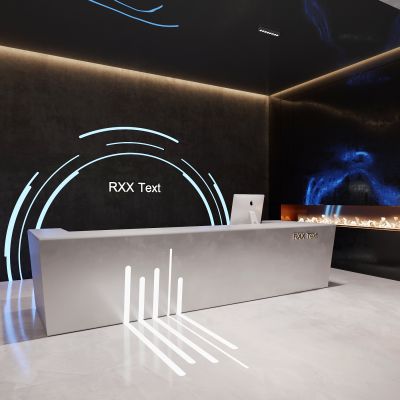 科技公司接待厅前台3D模型