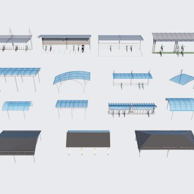 现代车棚雨棚晾晒棚自行车棚电动车棚