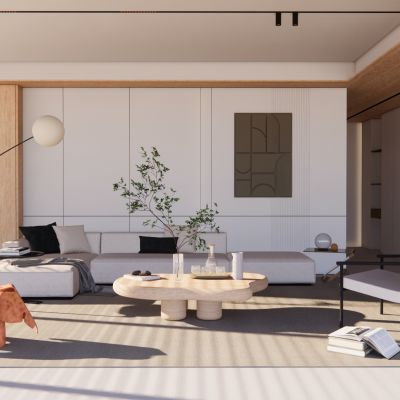 现代客厅 沙发茶几组合 茶几 落地灯 休闲椅 单椅 转角沙发 地毯SU模型