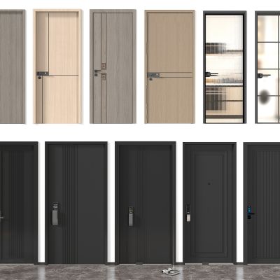 现代平开门 入户门 防盗门 房间门 卫生间门3D模型