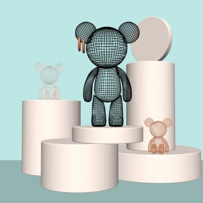 现代小熊艺术装置摆件