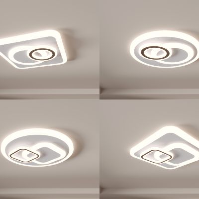 卧室灯 吸顶灯 现代简约 大气圆形 主卧客厅房间灯 3d模型组合