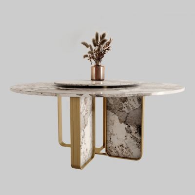 现代轻奢圆餐桌