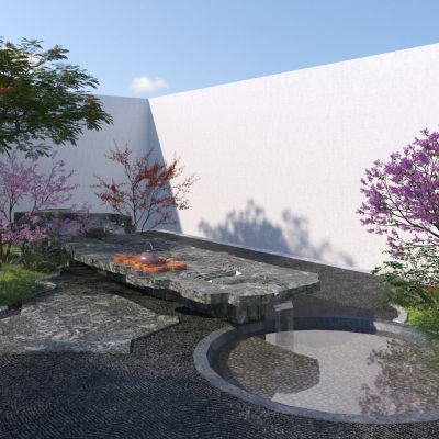 中式庭院景观3D模型