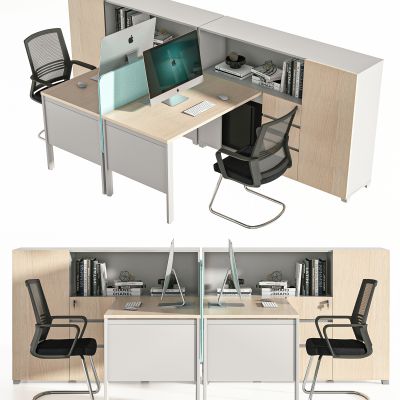 现代办公桌 员工位 职员桌 工位 桌上屏 桌屏 屏风 条桌 隔断 办公椅 弓形椅 弓架椅