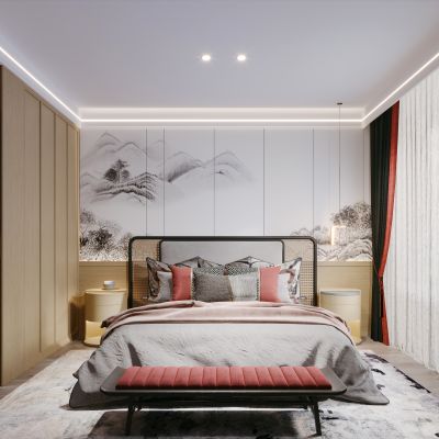新中式简约轻奢主卧室