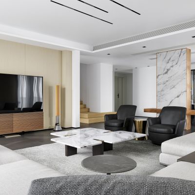 现代复式别墅客餐厅