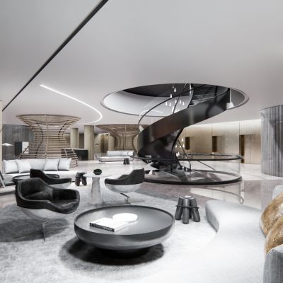 现代酒店前台 公司大堂 商务沙发 