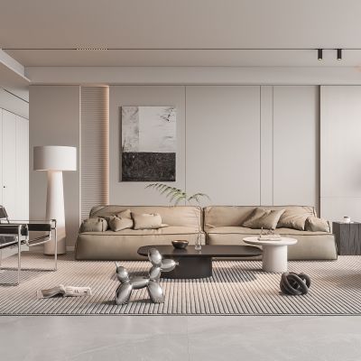  现代客厅 无主灯客厅 沙发组合 茶几组合 饰品摆件