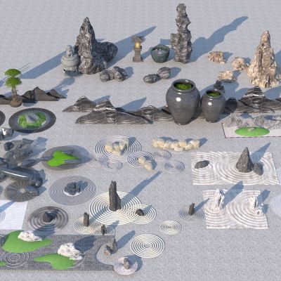 日式枯山水水纹景石、景石枯山水景观小品