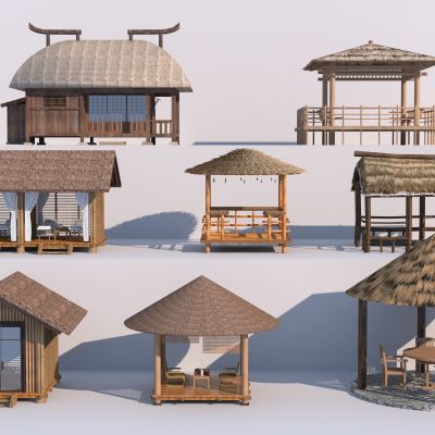 现代风格茅草亭