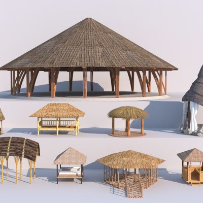 现代风格茅草亭