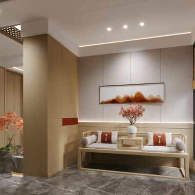 新中式简约玄关入户